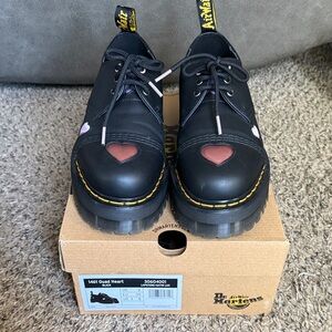 Like New Dr. Martens 1461 Quad Heart Black Satin Lux Lapstone Women’s 8